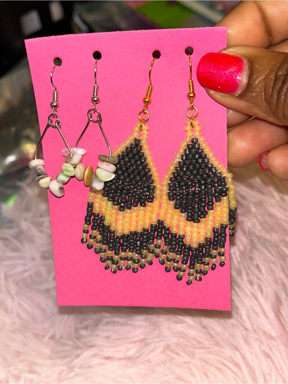 Chic Beaded Black and Yellow Earring set